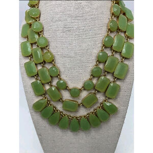 Kate Spade Riviera Garden Green Cabochon Necklace triple strand 18" NWOT